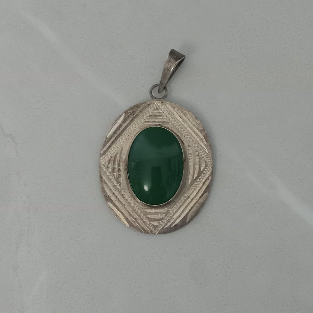 Vintage Green and Silver Pendent